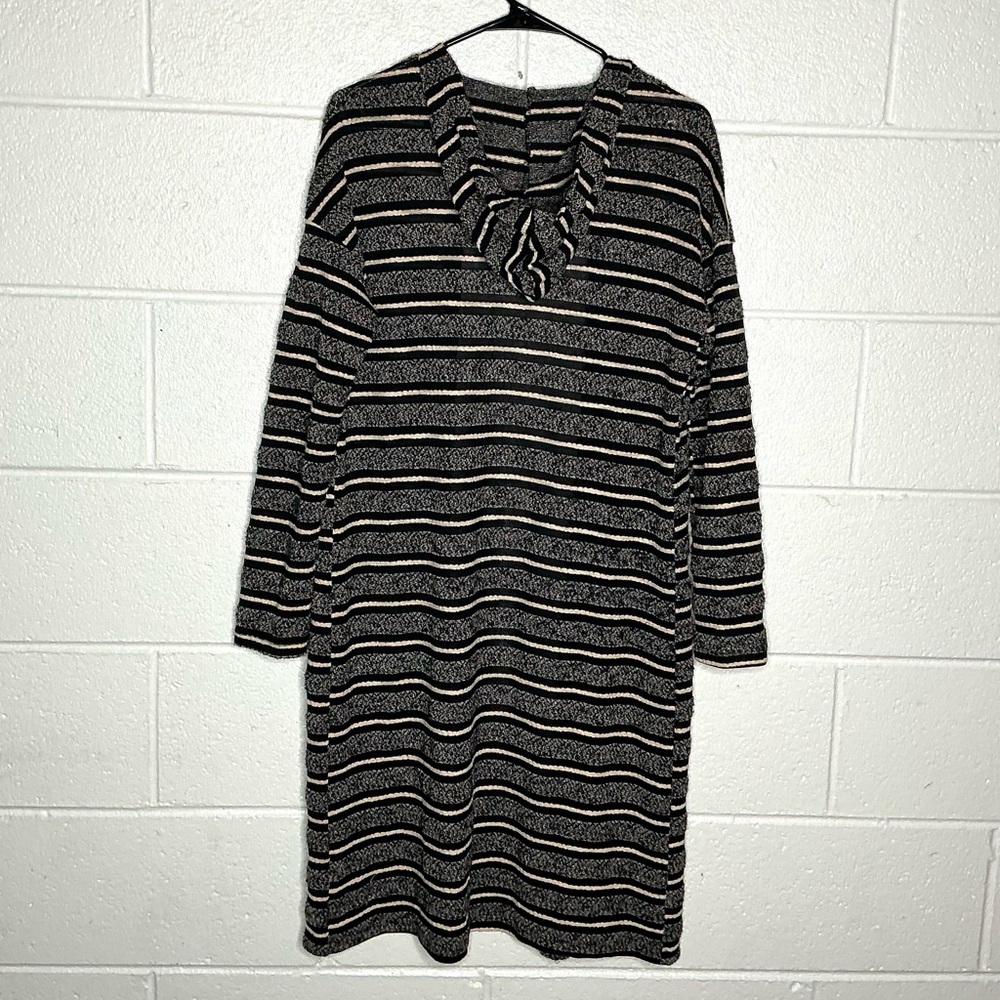 < Everly Long Sleeve Striped Hooded Cardigan > - Picture 3 of 3